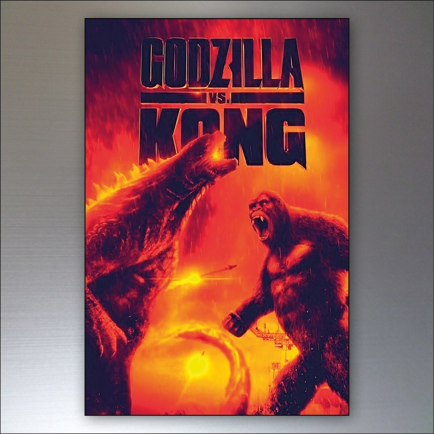 Set of 8 fridge magnets featuring Godzilla vs King Kong film poster artwork, collectible magnetic decorations for the refrigerator.