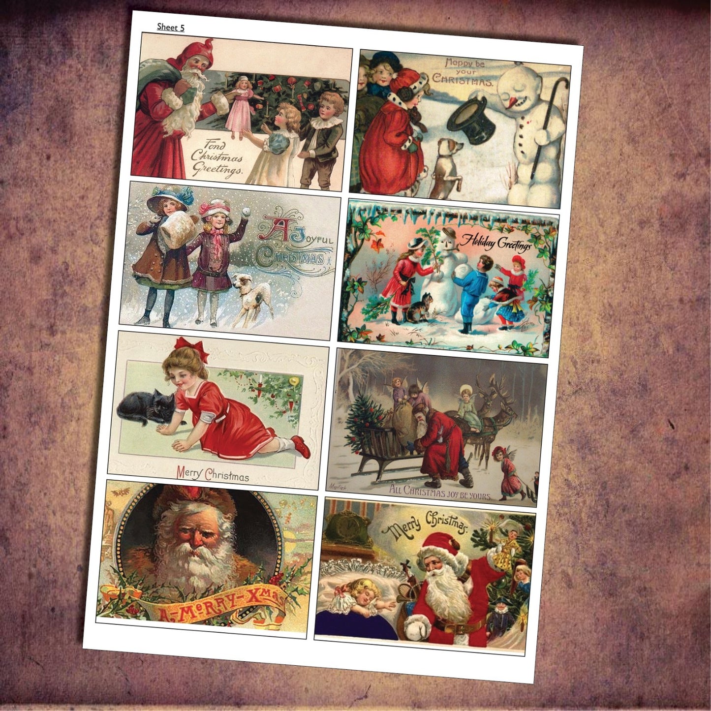 Vintage Christmas label craft stickers by Bubbadoodoo on A4 sheets, featuring festive self-adhesive designs for holiday crafts.