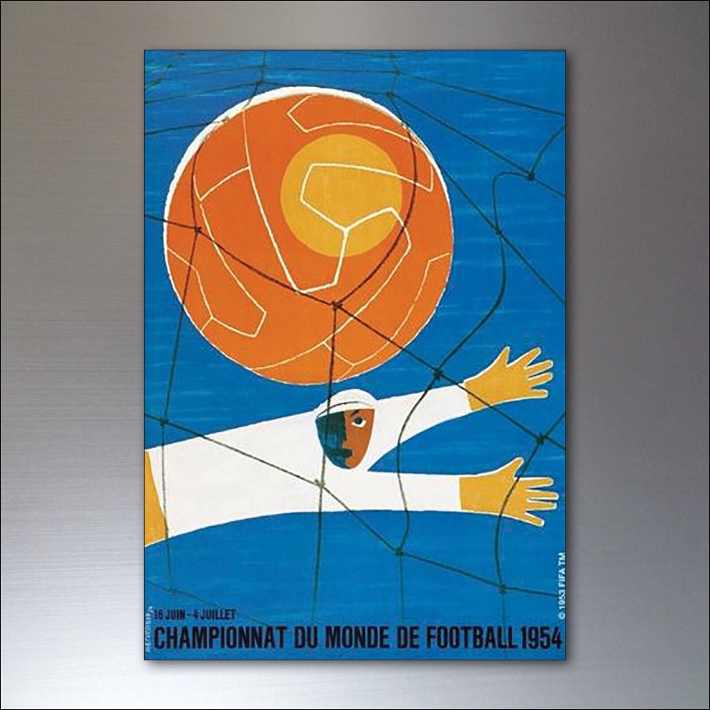 Set of 8 vintage football World Cup refrigerator magnets featuring posters from 1954 to 1982, unbranded collectible football magnets.