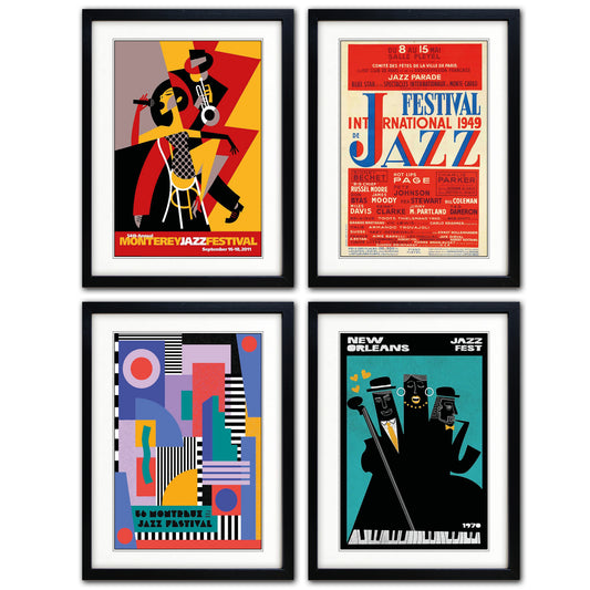 Vintage Jazz Festival Promotion Poster Prints Collection of 4 | A3 Luxury Satin | No.2