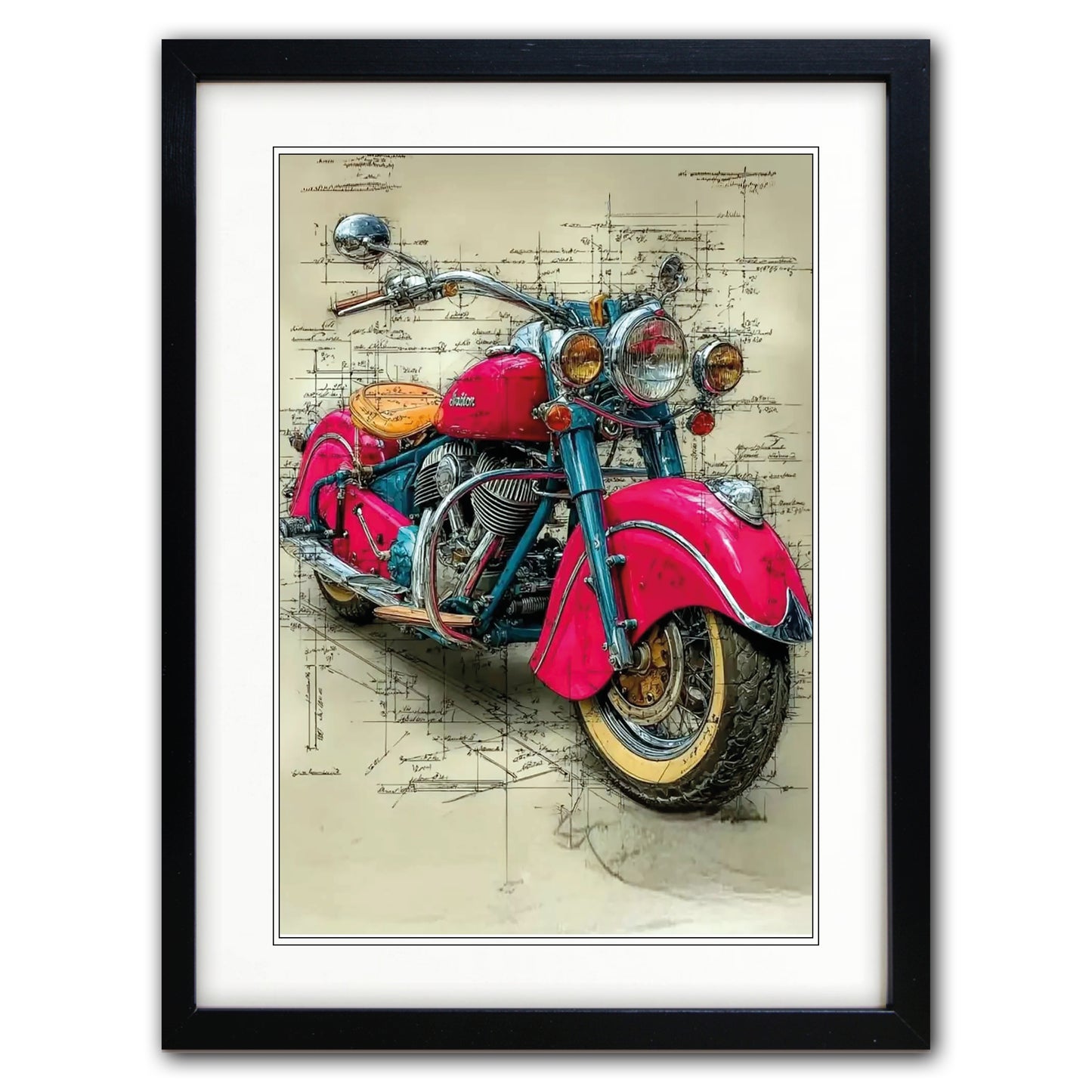 Vintage Motorbike Illustrated | A3 Art Print | No.1