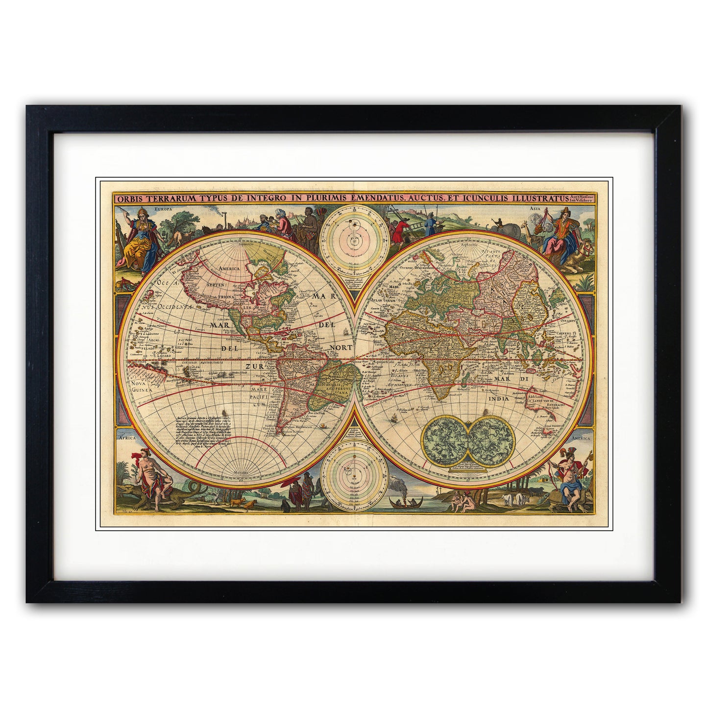 Antique World Map Reproduction Print | A3 Satin | No.1
