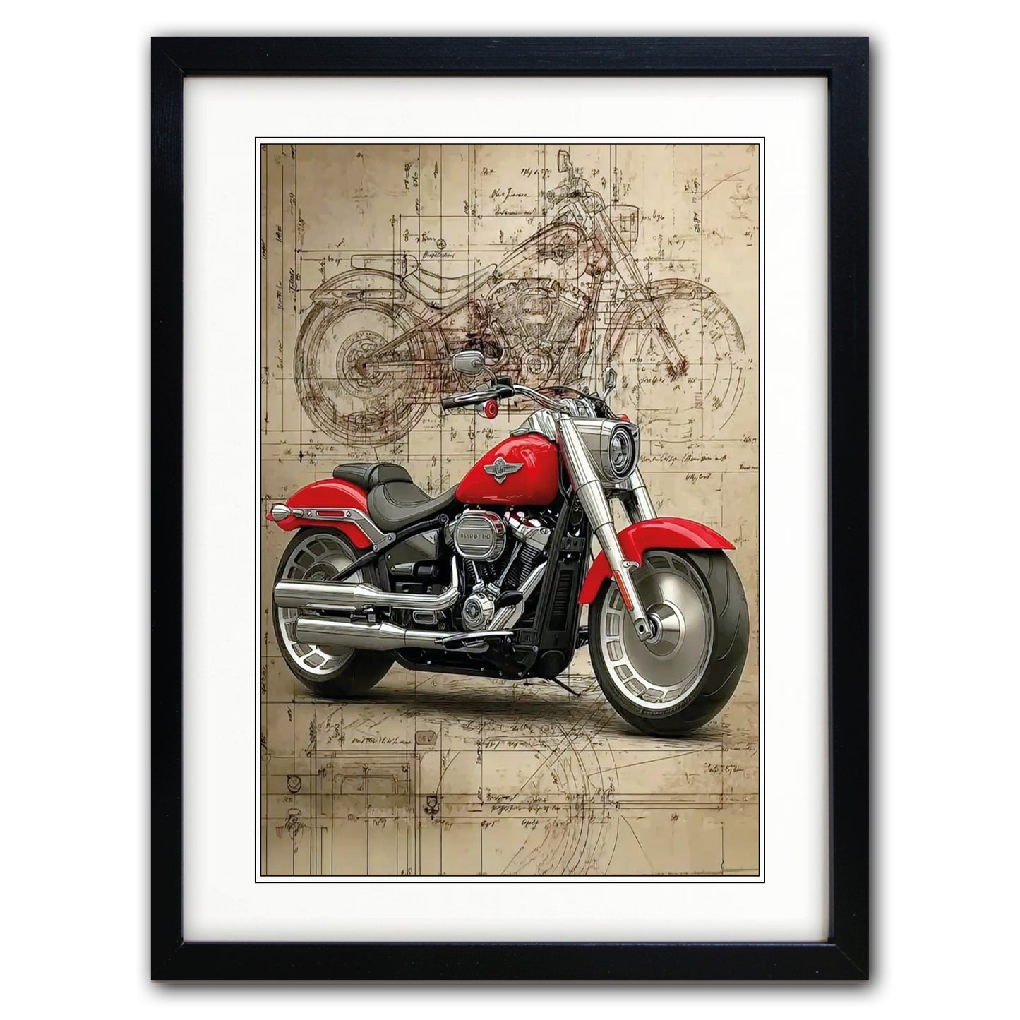 Vintage Motorbike Illustrated | A3 Art Print | No.2