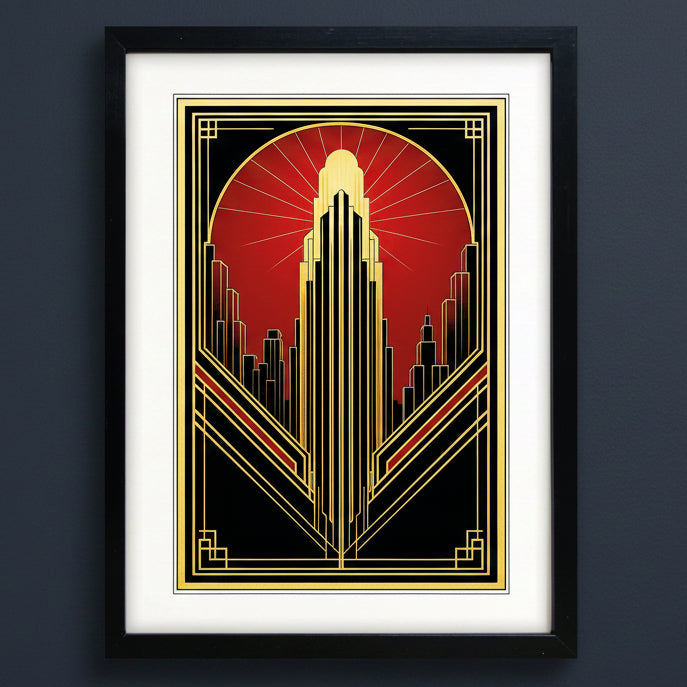 Art Deco Stylised City Scape Print | A3 Luxury Satin Paper | No.3