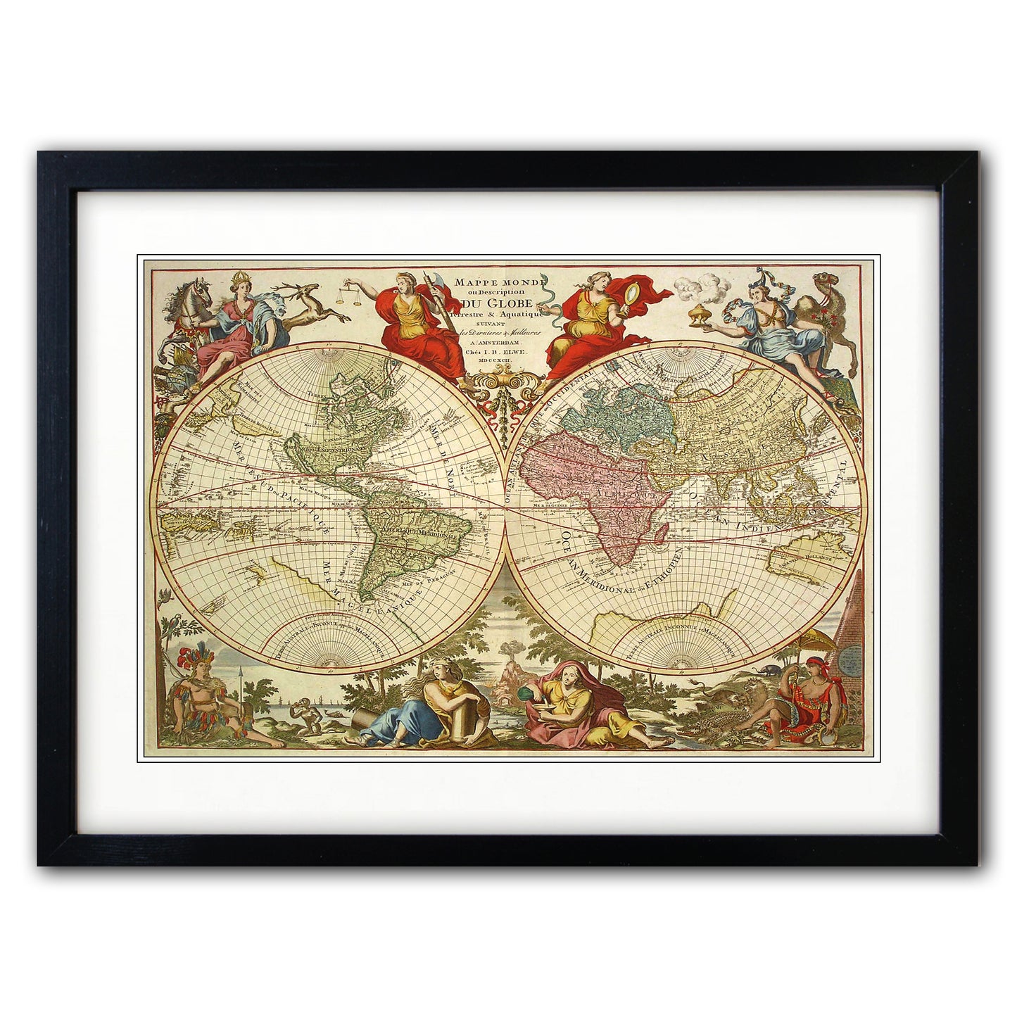 Antique World Map Reproduction Print | A3 Satin | No.4