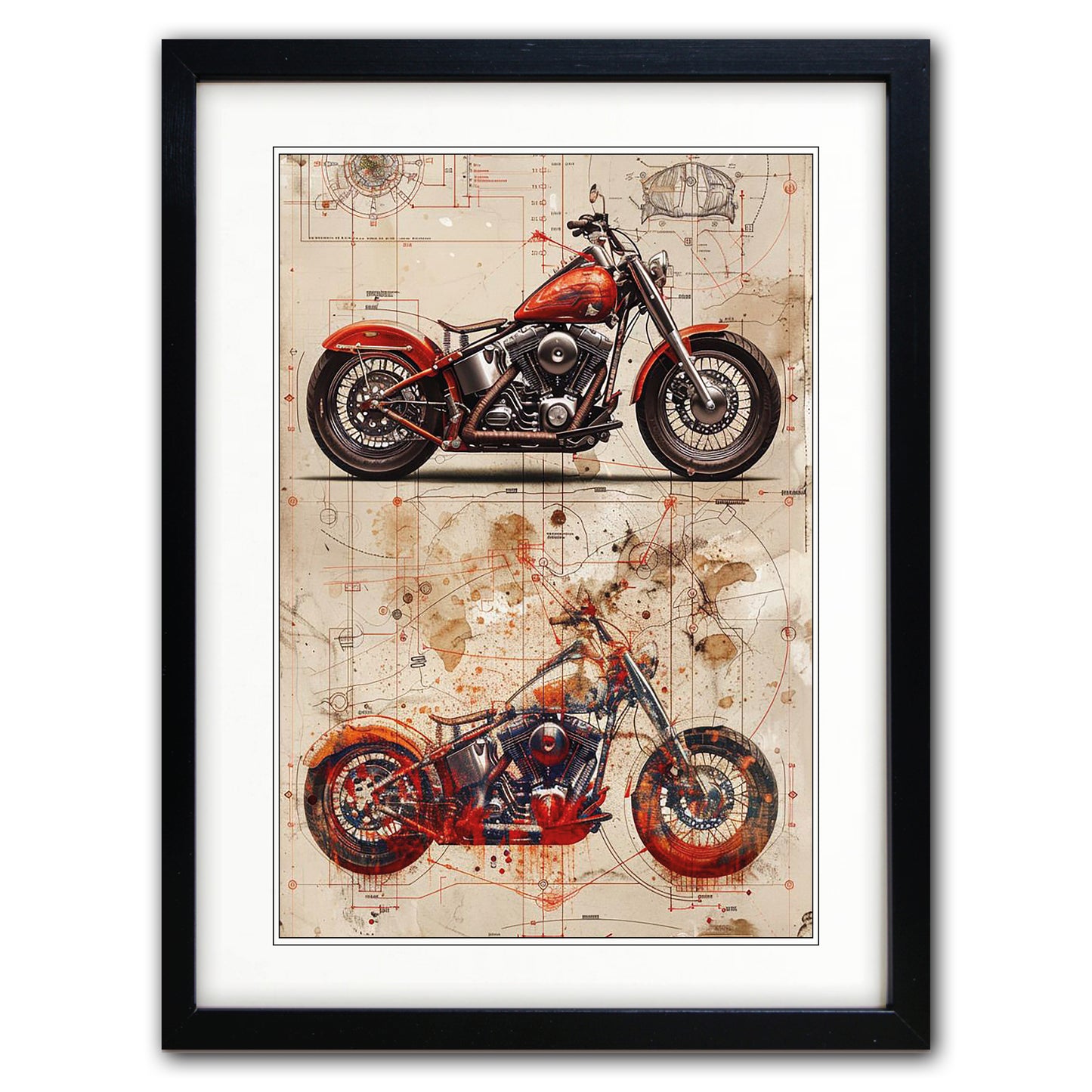 Vintage Motorbike Illustrated | A3 Art Print | No.5