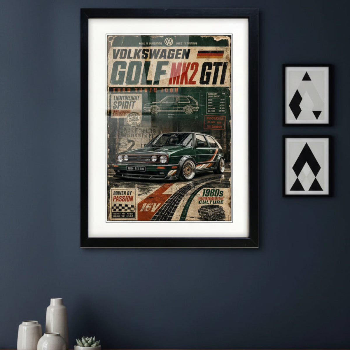 Auto Motor Classic Design Print | Golf MK2 GTI | A3 Satin Luxury Paper | No.8