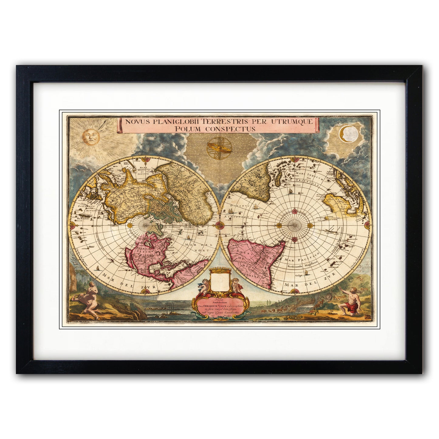 Antique World Map Reproduction Print | A3 Satin | No.2