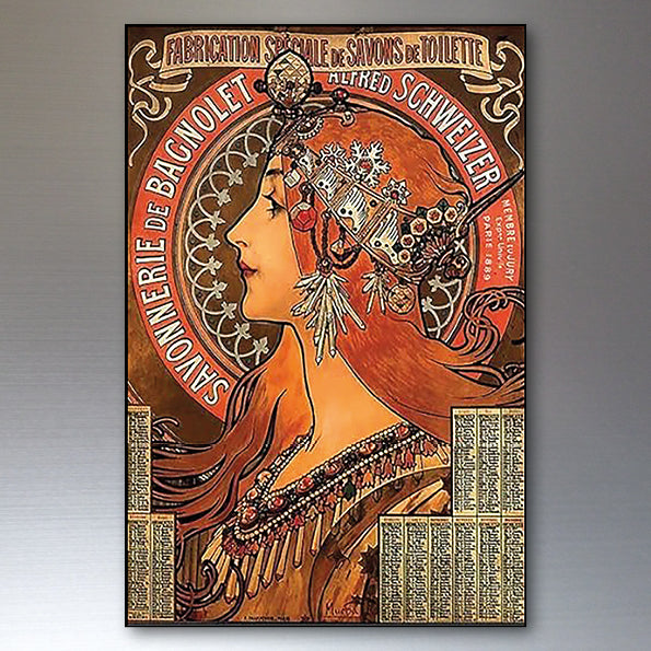 Vintage Art Nouveau Set of 8 Fridge Magnets | Alphonse Mucha | No.1
