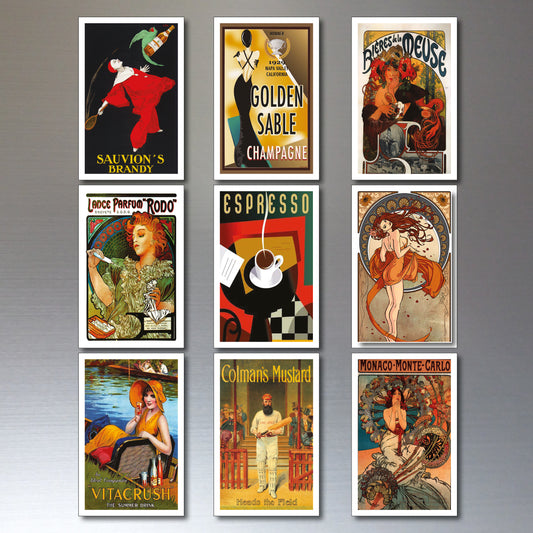 Vintage Retro Advert Fridge Magnets | Set of 9 Magnets | No.3