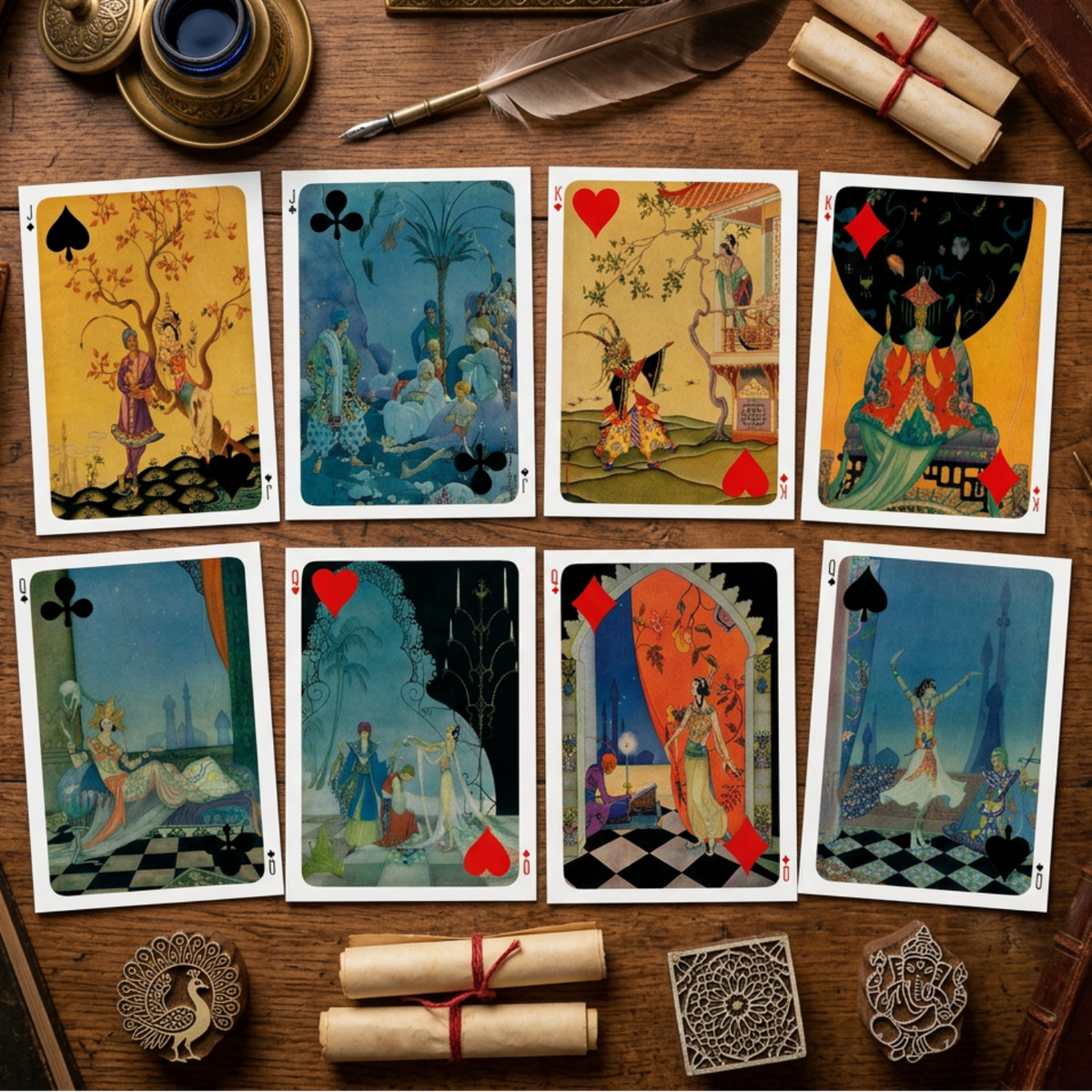 Vintage Eastern Art Playing Cards Mystical & Cosmic Postcards | Pack of 8 | No.3