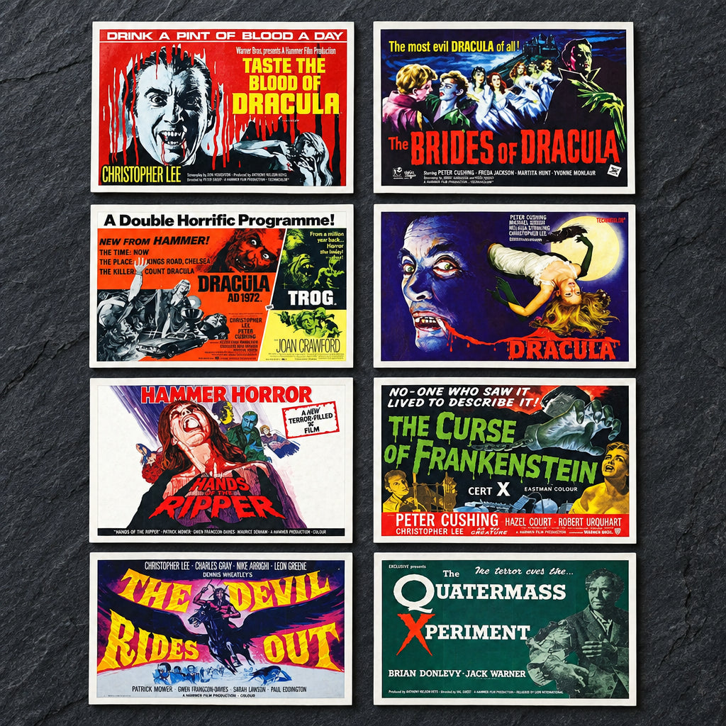 Vintage Hammer Horror Film Poster Postcards | Pack of 8 | No.1