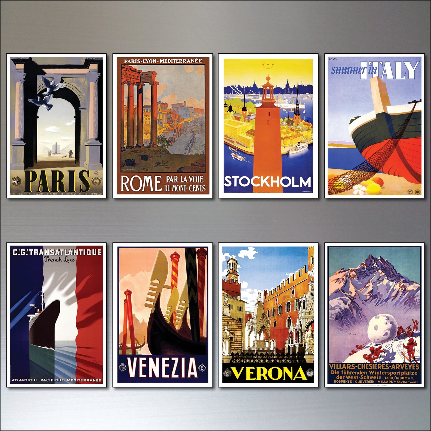 Vintage Travel Poster Fridge Magnets | Set of 8 | No.4