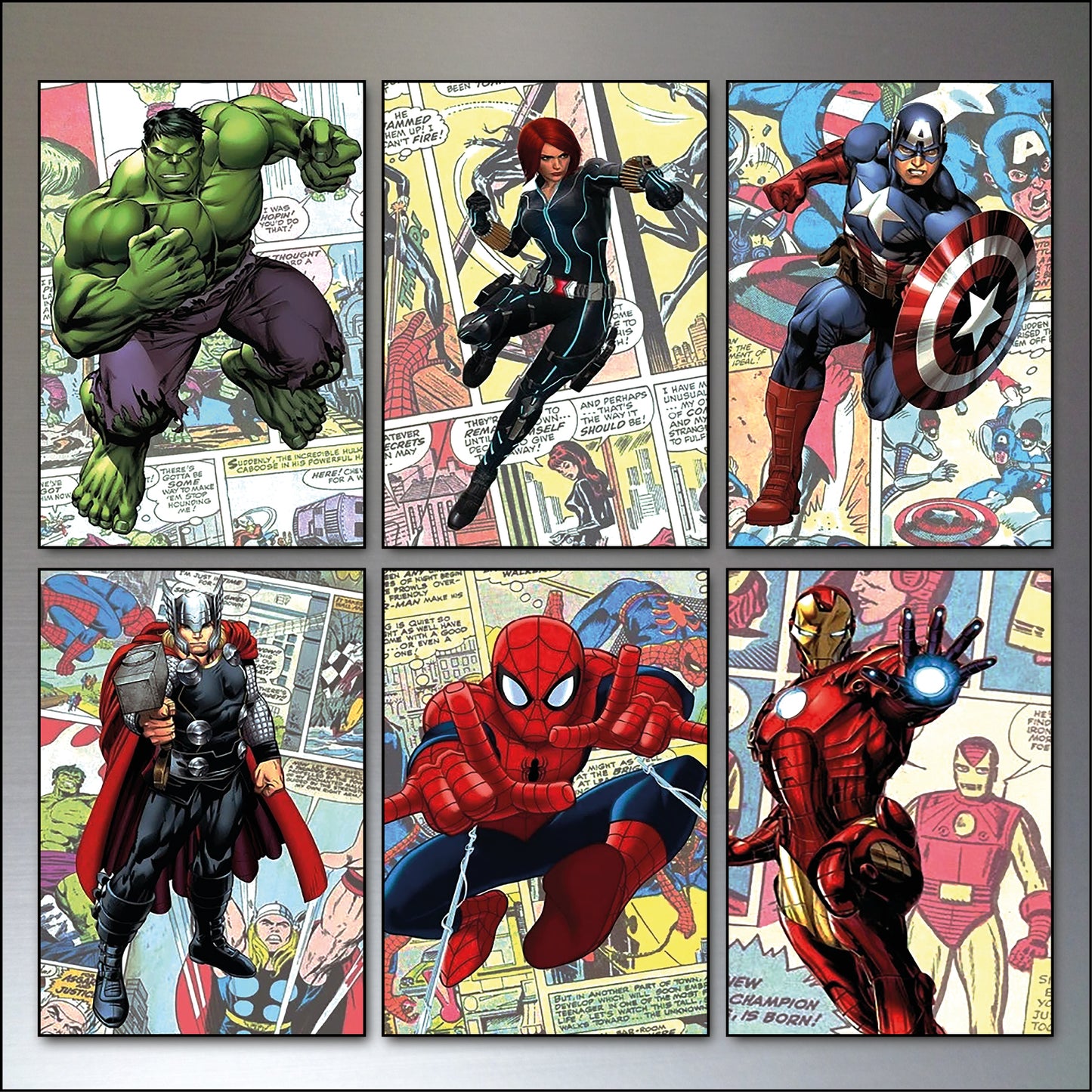 Vintage Superhero & Villain Fridge Magnets | Set of 6 | No.3