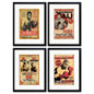 Vintage boxing poster print collection featuring legendary fighters Ali, Tyson, Frazier, and Marciano by Bubbadoodoo.