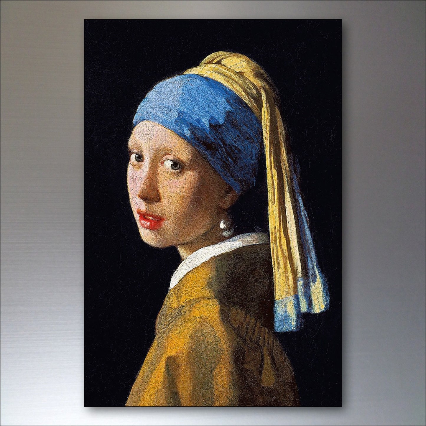 Set of 8 vintage Johannes Vermeer fridge magnets featuring famous Dutch Master paintings for decorative kitchen display.