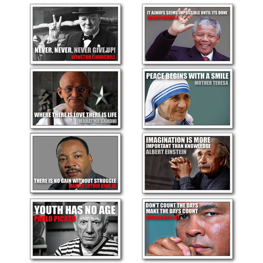 Set of 8 vintage fridge magnets featuring inspiring quotes, crafted for decorative kitchen or refrigerator display.