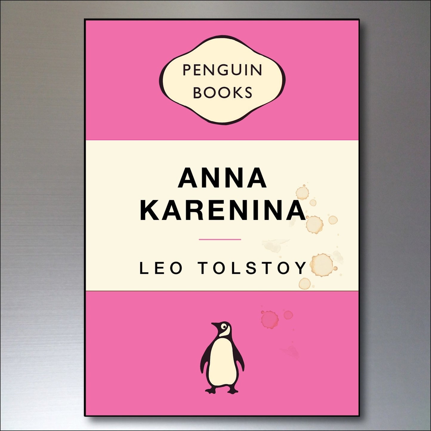 Set of 8 vintage penguin book cover retro fridge magnets featuring classic book illustrations, ideal for decorative kitchen decor.