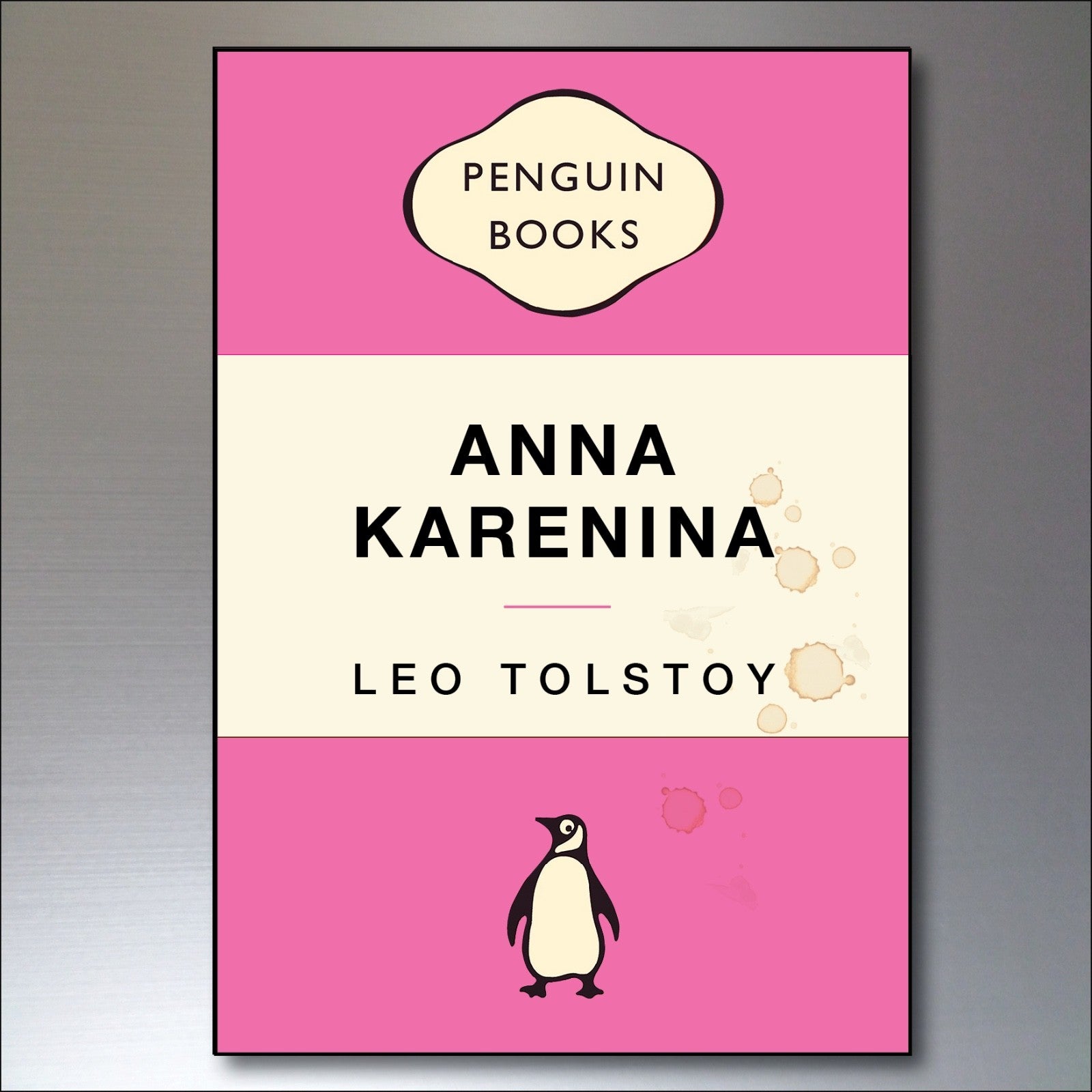 Set of 8 vintage penguin book cover retro fridge magnets featuring classic book illustrations, ideal for decorative kitchen decor.