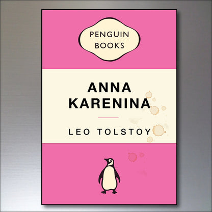 Set of 8 vintage penguin book cover retro fridge magnets featuring classic book illustrations, ideal for decorative kitchen decor.