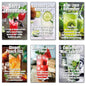Set of six unbranded mocktail fridge magnets featuring non-alcoholic drink recipes with colorful, eye-catching designs.