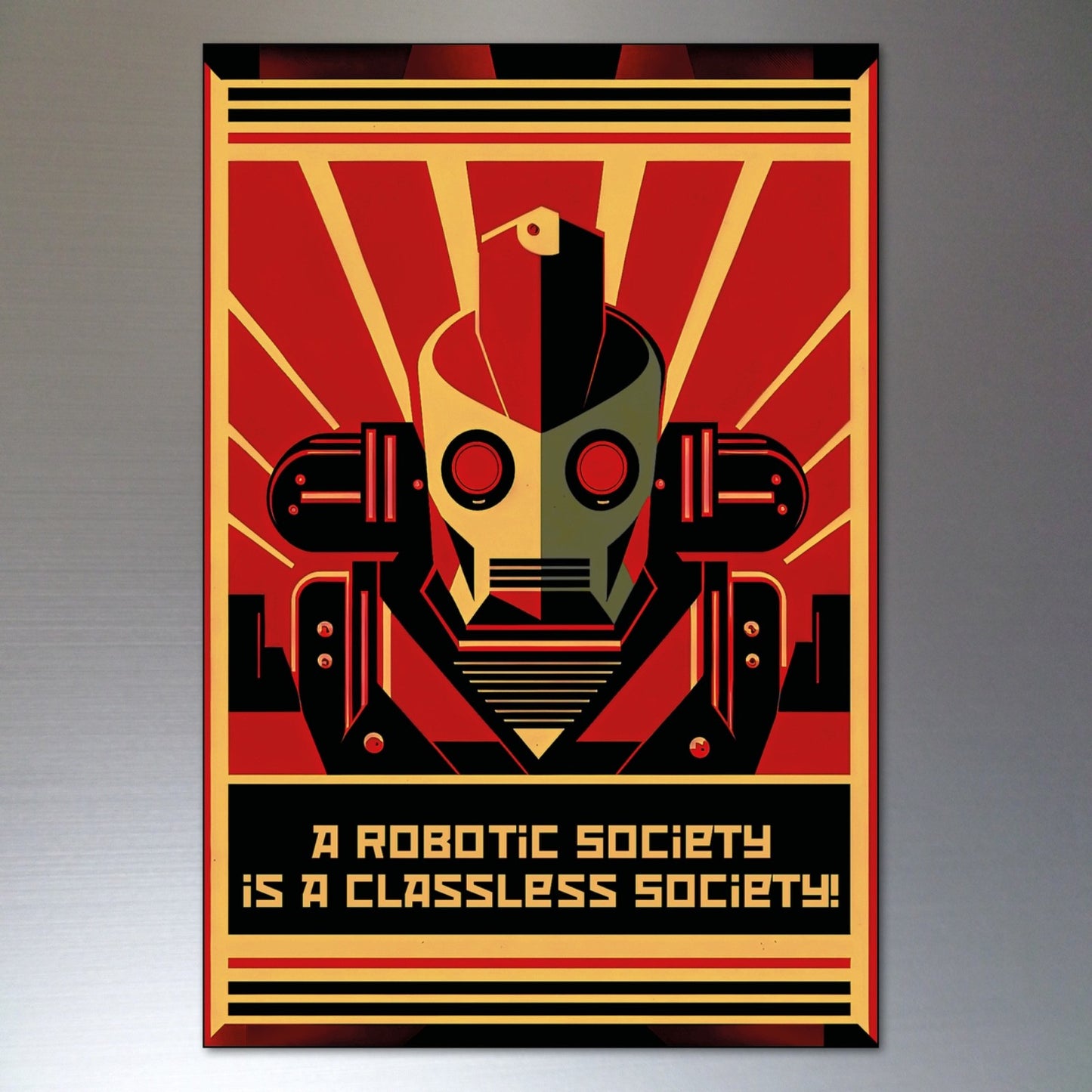 Set of 8 vintage retro sci-fi robot fridge magnets featuring detailed science fiction robot artwork in a collectible design.