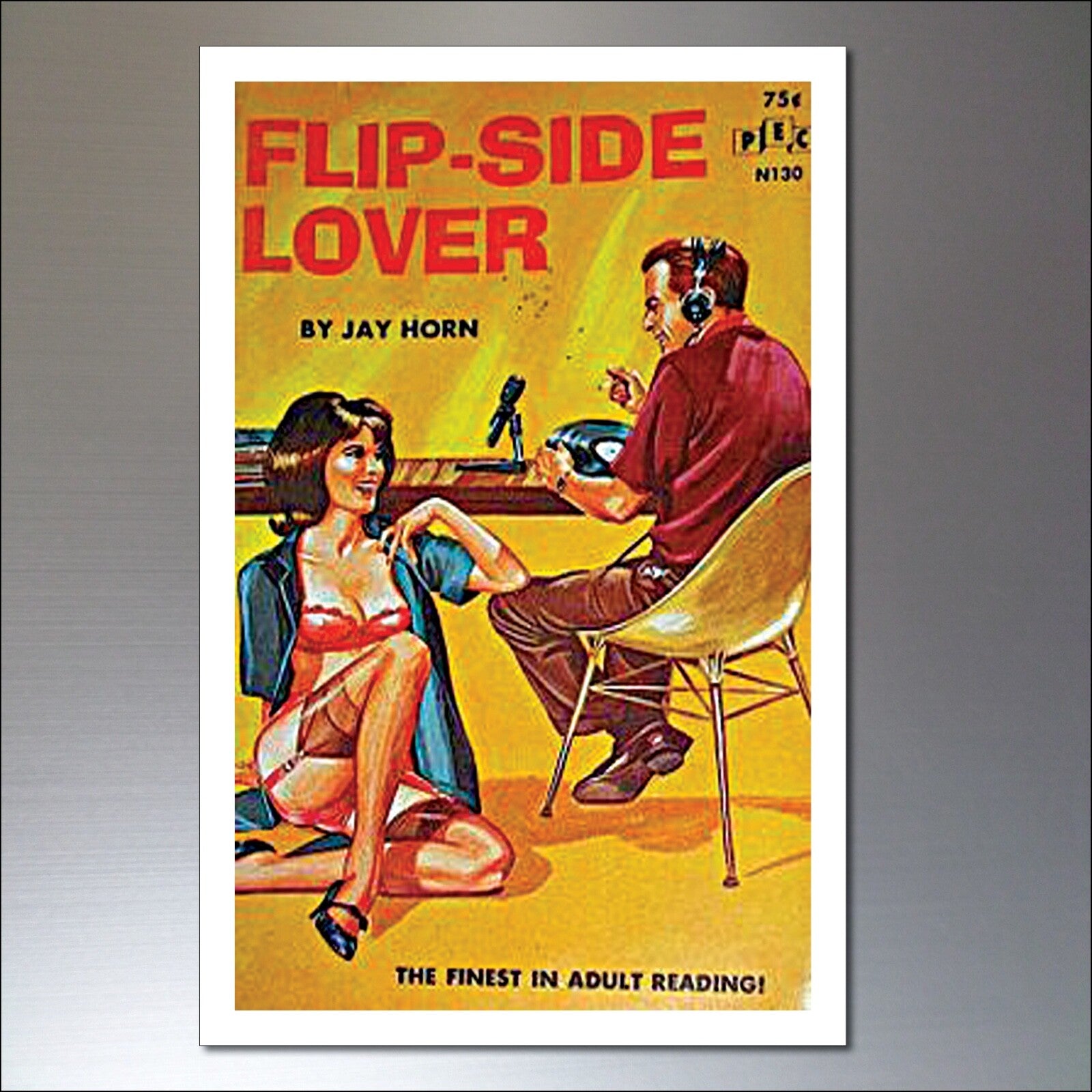 Set of 9 vintage Kitsch fridge magnets featuring retro poster designs with shabby chic and pop art styles.