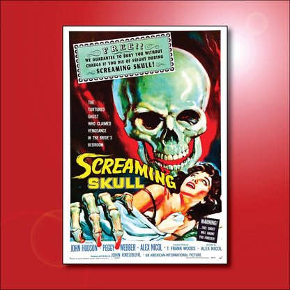 Set of 8 classic B movie film poster fridge magnets featuring vintage horror and sci-fi designs, large size, unbranded.