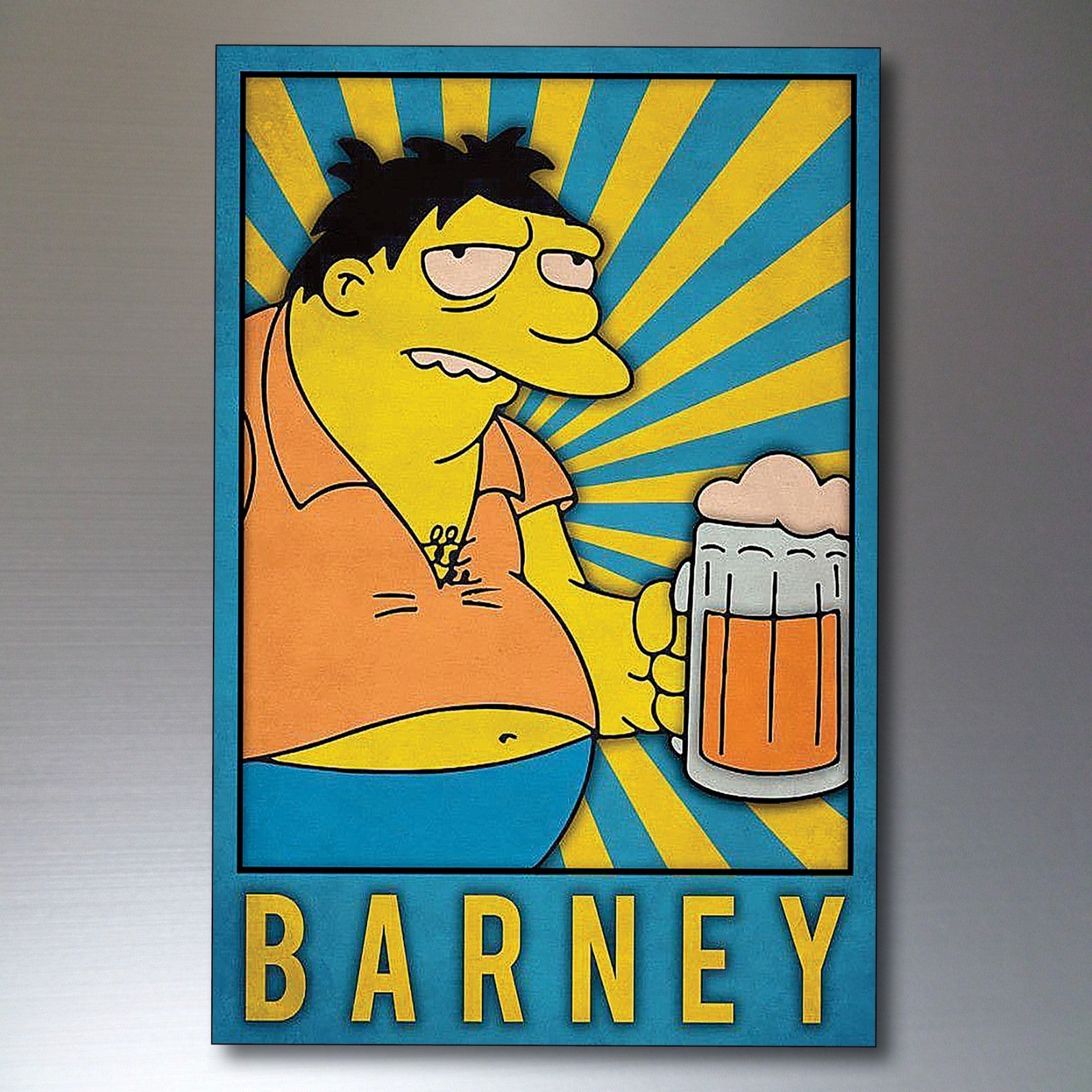 Set of eight vintage Simpsons cartoon character fridge magnets by Cartoon, featuring colorful Homer, Marge, Bart, and Lisa designs.