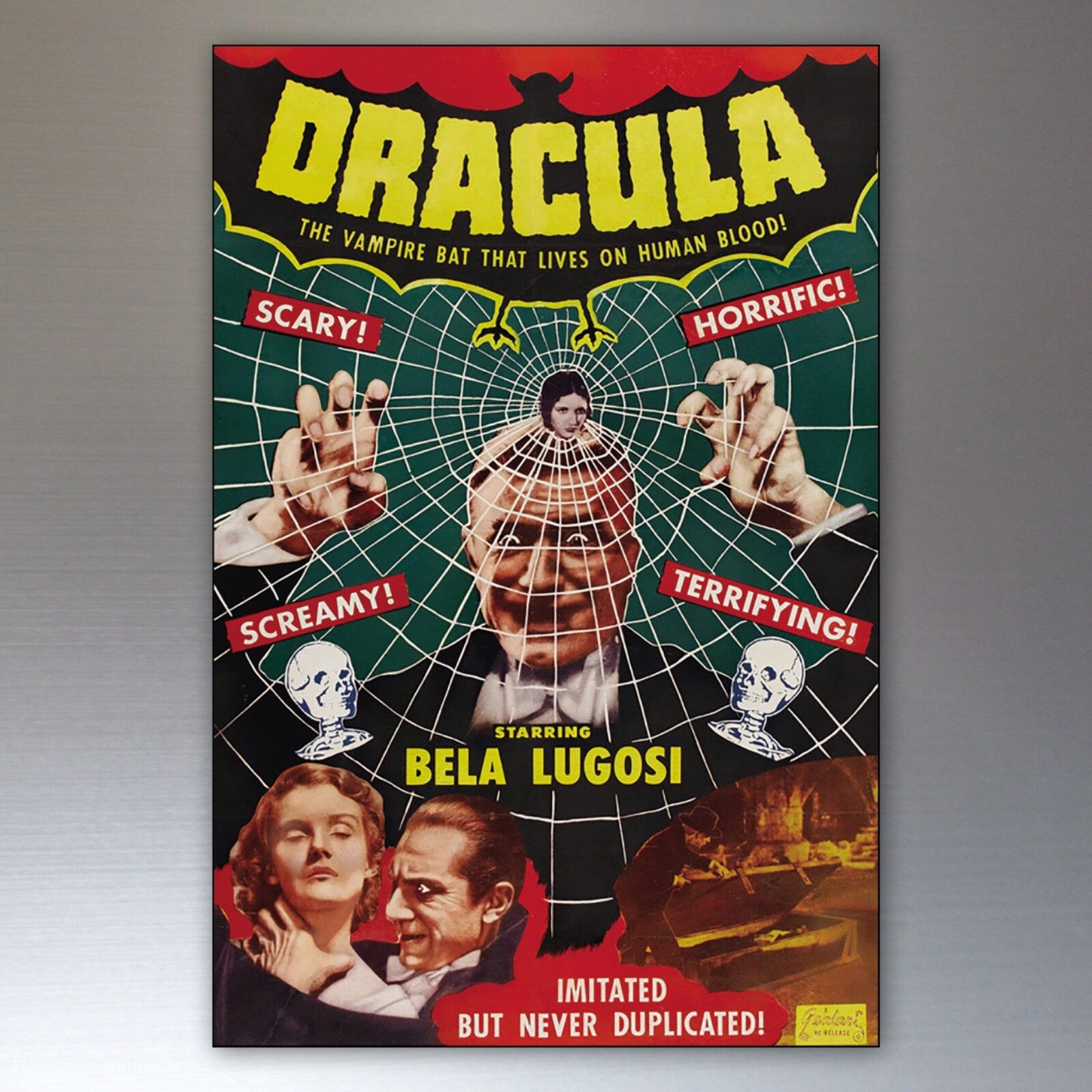 Set of 8 vintage horror movie poster fridge magnets featuring classic horror film designs and artwork.
