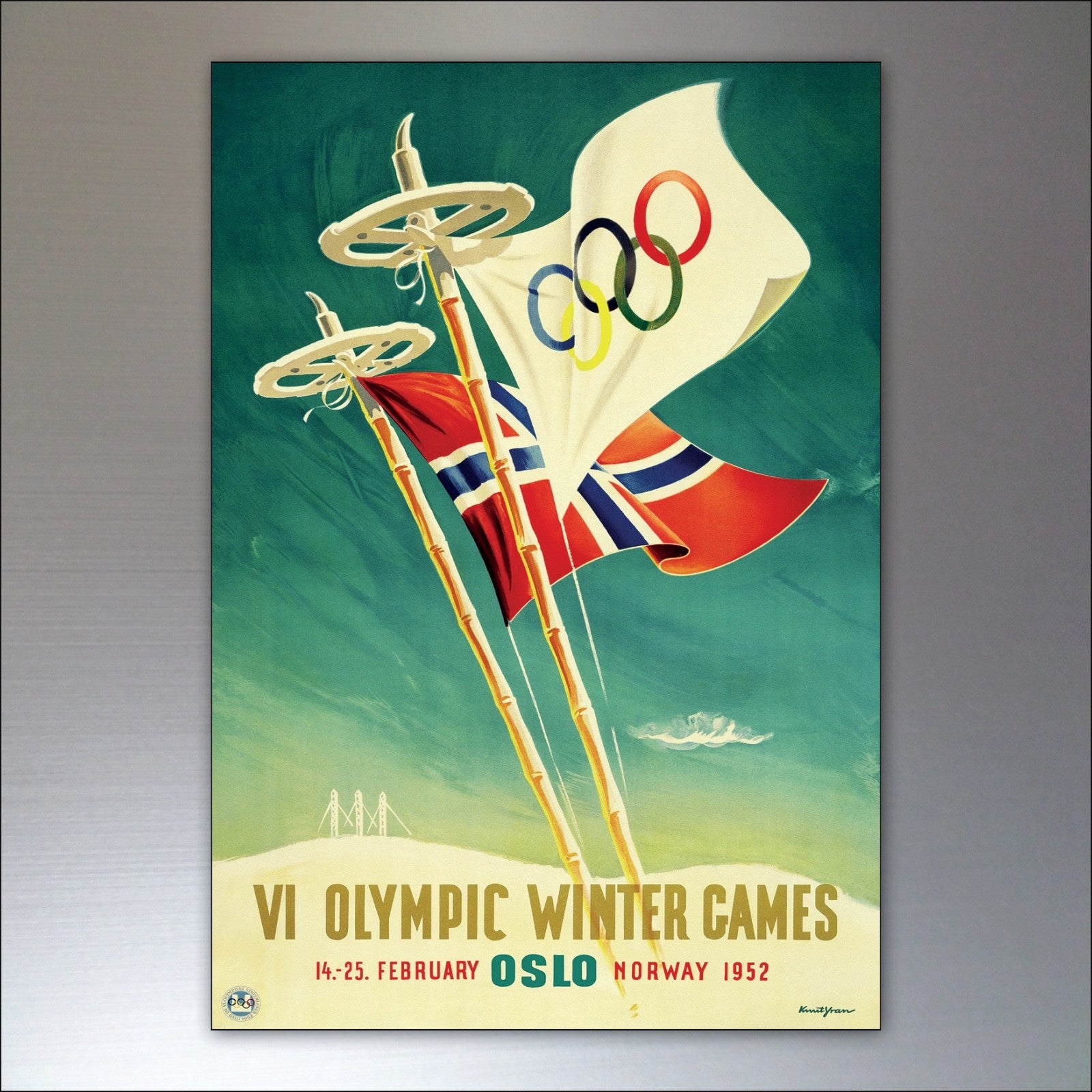 Set of 8 vintage Winter Olympics fridge magnets featuring Olympic posters, collectible magnets for refrigerator decor.