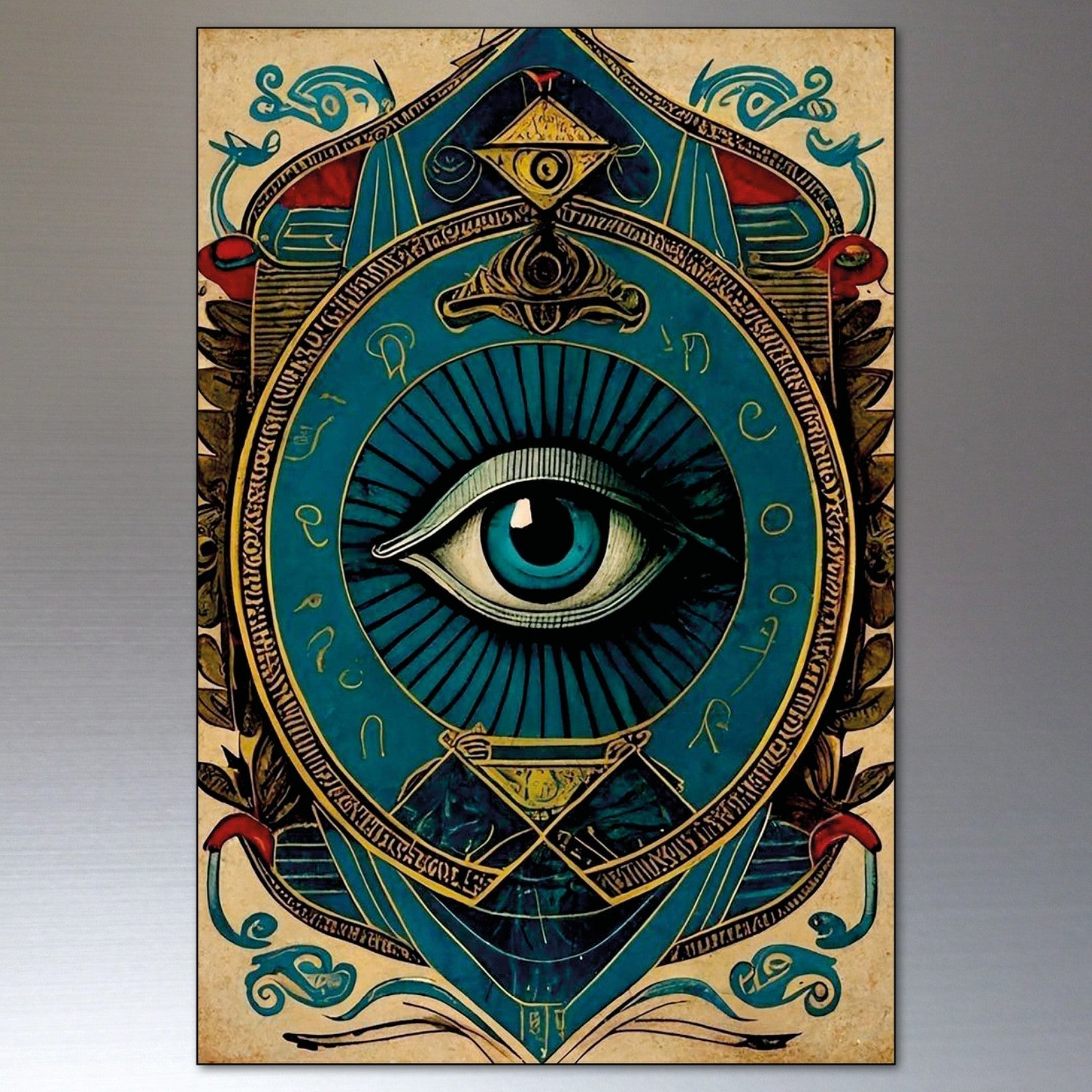 Set of 8 vintage mystic tarot zodiac fridge magnets featuring retro evil eye and mystical design elements.