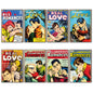 Set of 8 vintage comic cover love fridge magnets, unbranded, featuring colorful retro illustrations for refrigerator decoration.