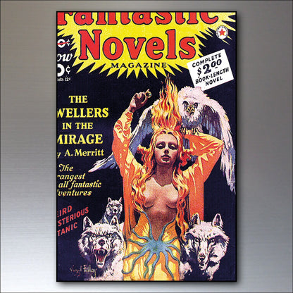 Set of 8 vintage retro sci-fi novel artwork fridge magnets featuring classic science fiction book covers, unbranded collectible magnets.
