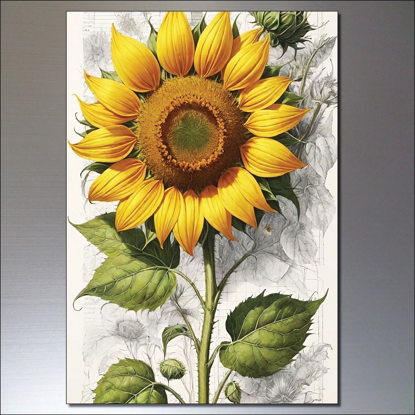 Set of 8 vintage sunflower fridge magnets featuring sunny flower paintings by Summer, ideal for decorating your refrigerator.