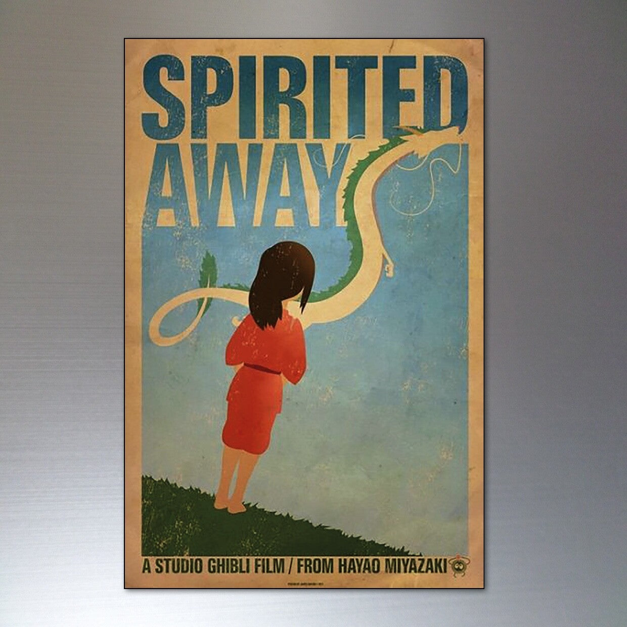 Set of 8 Japanese Studio Ghibli film posters featuring Hayao Miyazaki artwork, designed as fridge magnets.