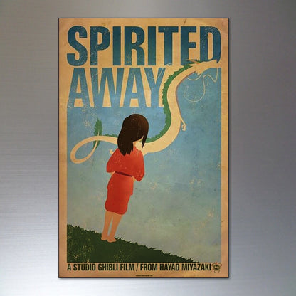 Set of 8 Japanese Studio Ghibli film posters featuring Hayao Miyazaki artwork, designed as fridge magnets.