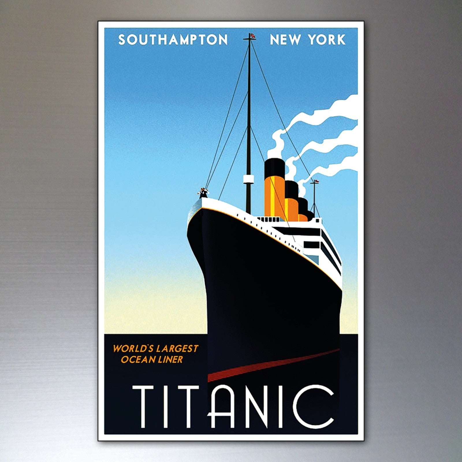 Set of 8 classic Atlantic liner shipping advertising fridge magnets featuring vintage maritime ship designs.