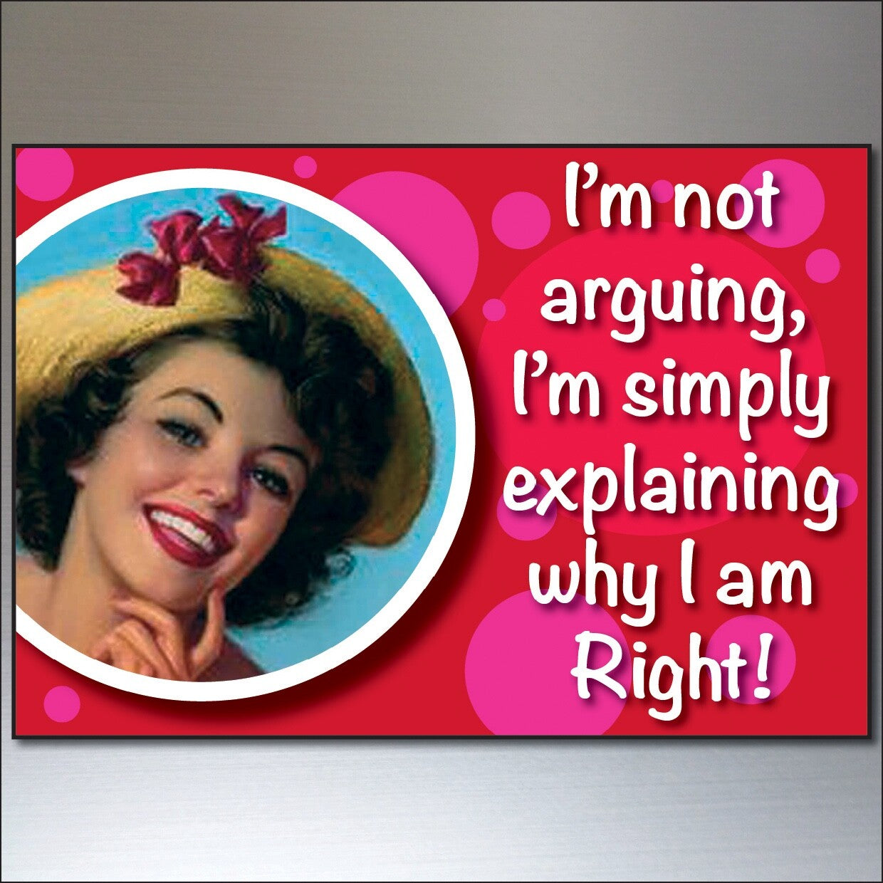 Set of 8 humorous and inspirational fridge magnets with funny quotes, featuring colorful designs and various shapes.