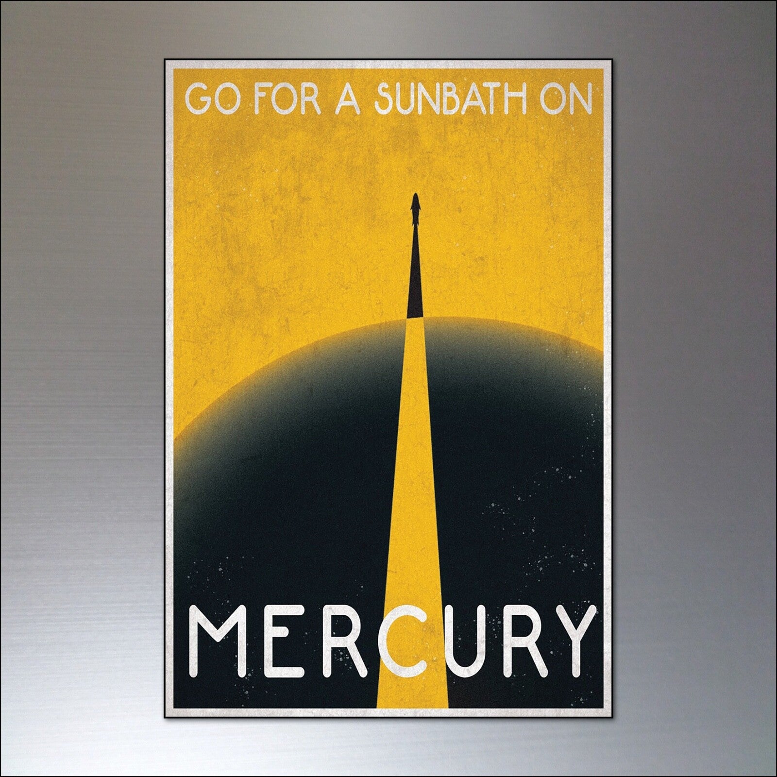Set of 8 retro NASA space travel explorer sci-fi artwork prints, ideal for fridge decoration, featuring vintage sci-fi designs.