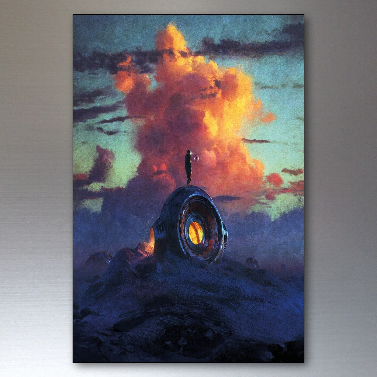 Set of 8 vintage retro sci-fi novel-themed fridge magnets featuring classic science fiction artwork by Bubbadoodoo.