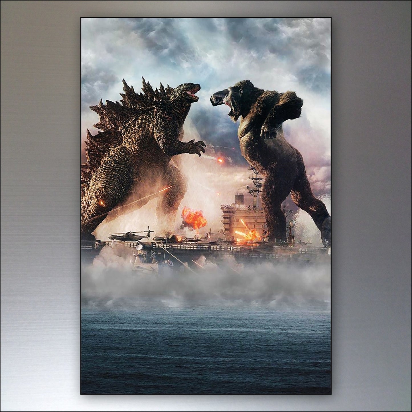 Set of 8 Godzilla vs King Kong film poster fridge magnets, featuring colorful artwork from the monster movie collection.