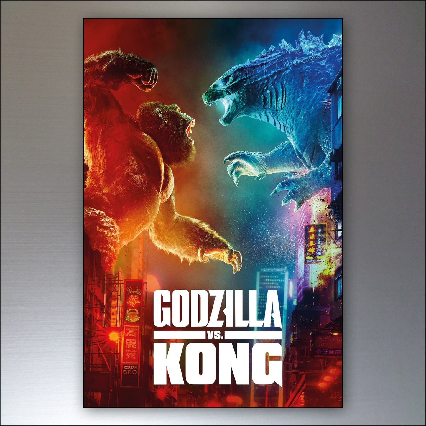 Set of 8 fridge magnets featuring Godzilla vs King Kong film posters, collectible collection of unbranded movie poster magnets.