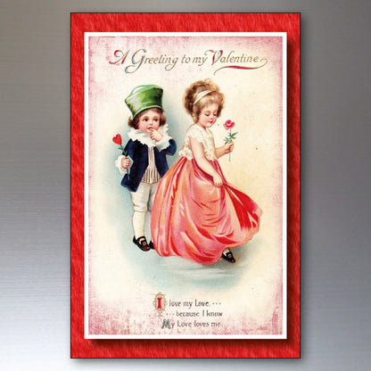 Set of 8 vintage Valentines fridge magnets featuring retro valentines cards by Bubbadoodoo, perfect for decorating your refrigerator.