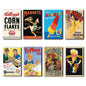Set of 8 vintage fridge magnets featuring Meat Free vegetarian adverts and retro posters, unbranded kitchen decor accessories.