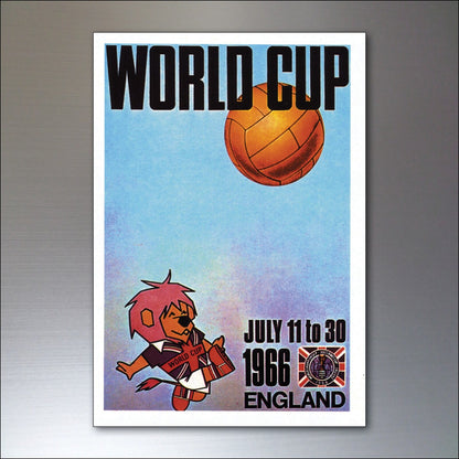 Set of 8 vintage football World Cup fridge magnets featuring posters from 1954 to 1982, unbranded collectible souvenir.