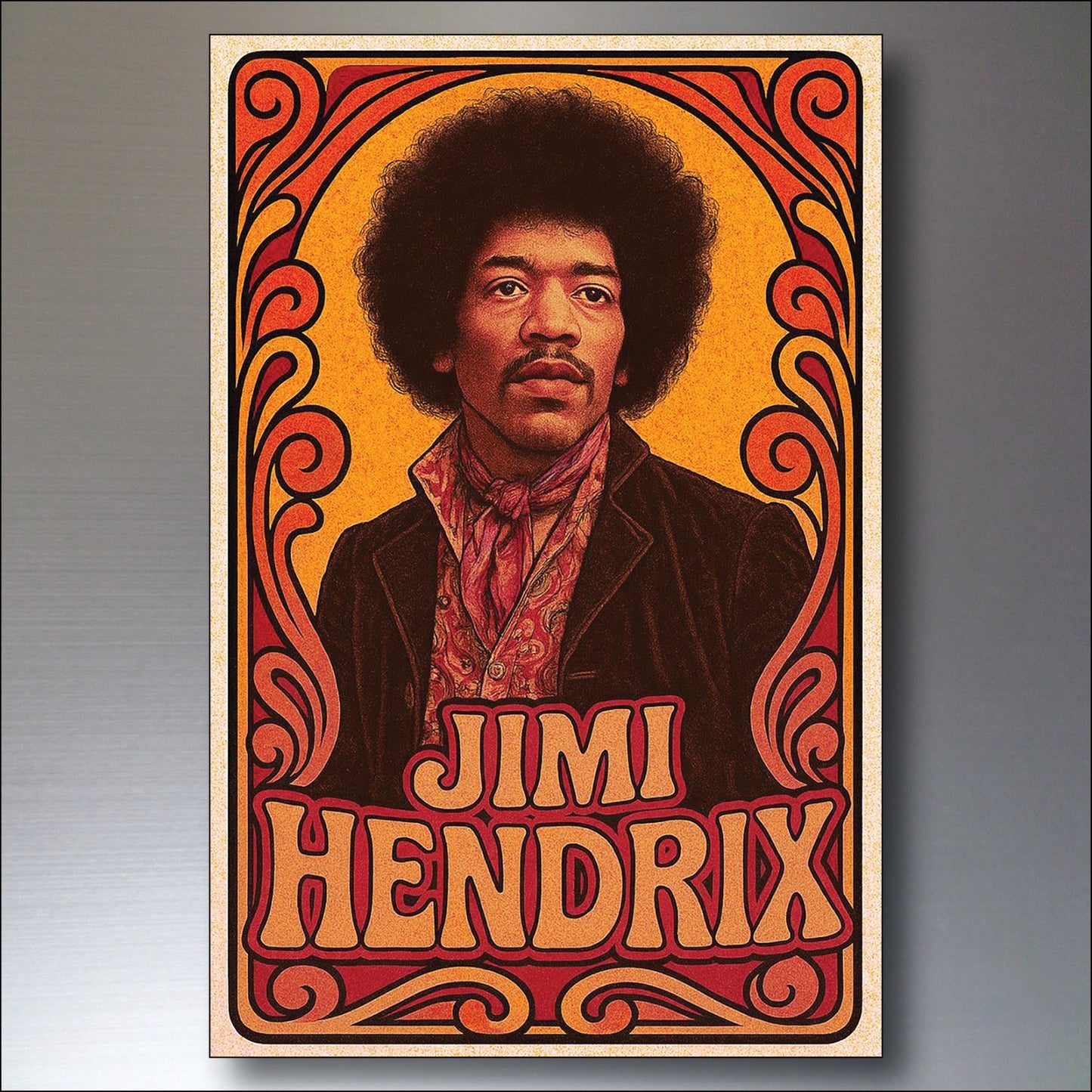 Set of 8 vintage 1960s and 70s psychedelic music posters fridge magnets by Bubbadoodoo, featuring colorful retro designs.