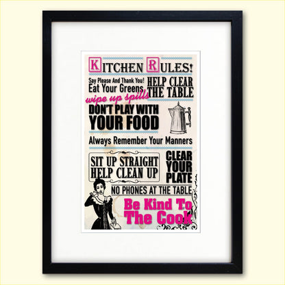 Extra large fridge magnet wall plaque with "Kitchen Rules" design, ideal for kitchen decor and organization.