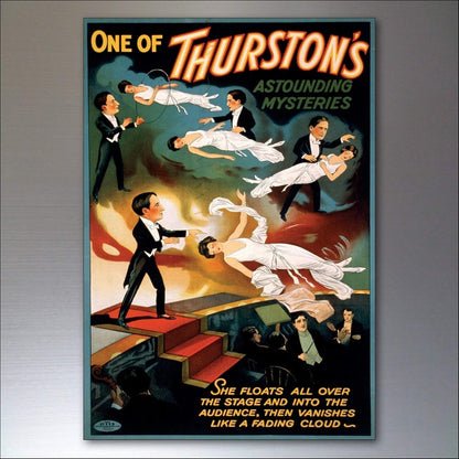 Set of 8 vintage circus and performance posters fridge magnets featuring colorful, retro-style illustrations and bold typography.