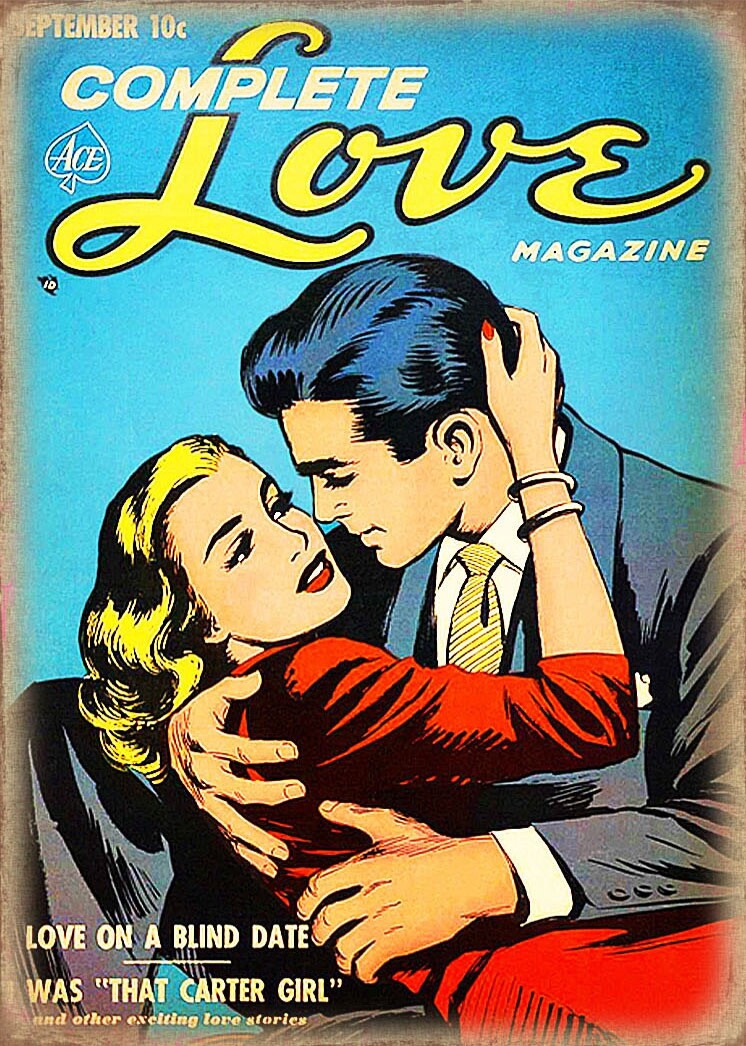 Set of 8 vintage comic cover love Valentine fridge magnets, colorful and illustrated, perfect for decorating your refrigerator.
